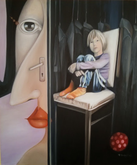 Gyere ki! Come out! (My doughter) olaj, vászon 150 cm x 160 cm