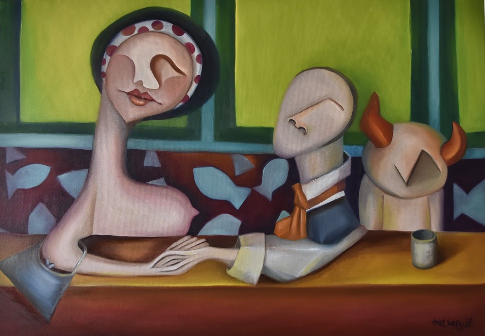 Csaló - Cheater 2016. olaj vászon 100 cm X 70 cmCsaló - Cheater 2016. olaj vászon 100 cm X 70 cm