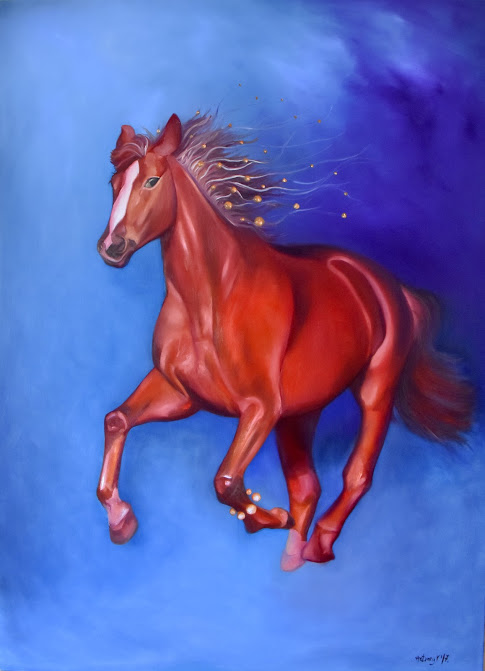 Visszatérés - Rebirth - (Újjászületés) Lépések visszatérnek az útra. 2017. olaj, vászon 150 cm x 180 cm