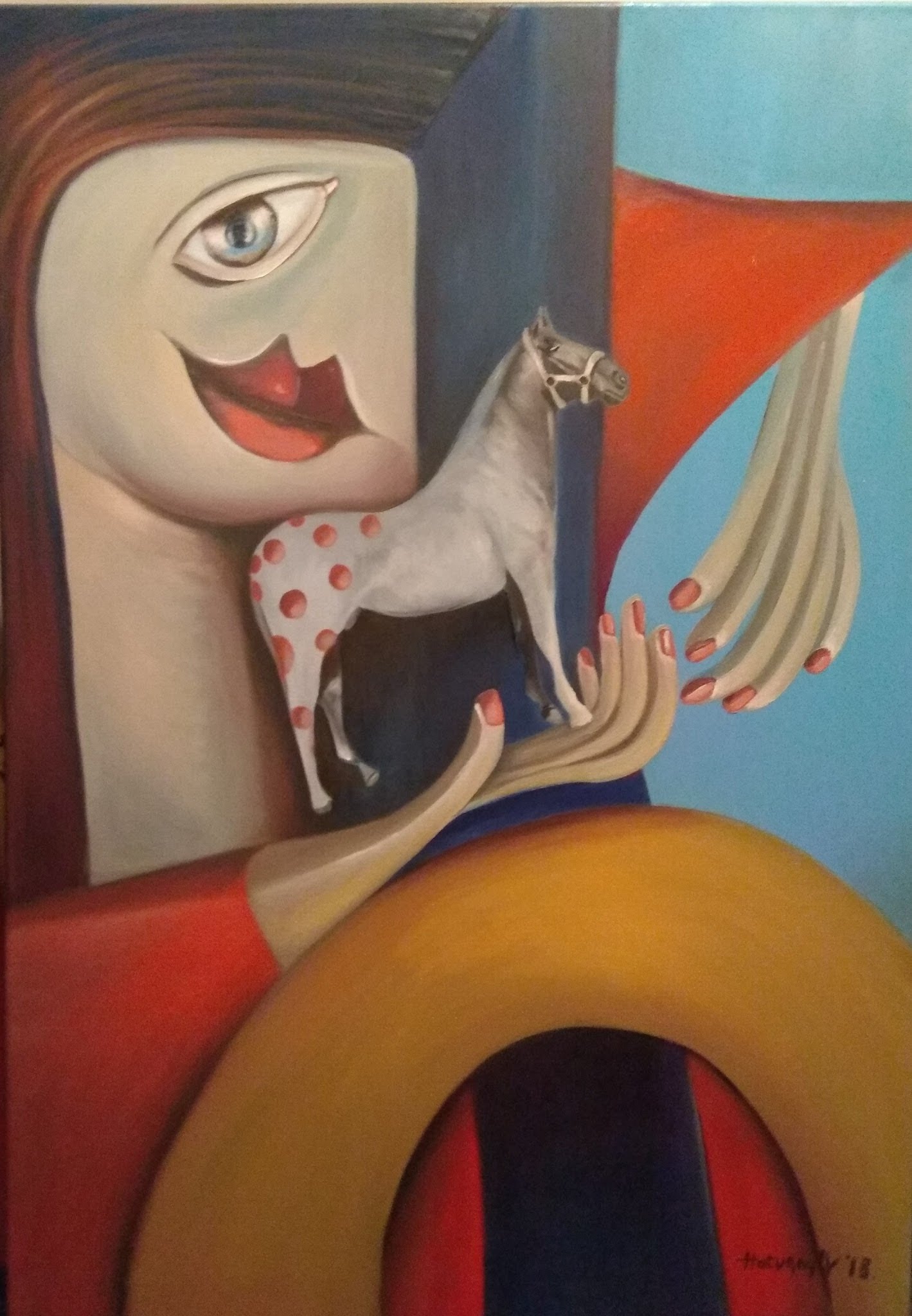 2018. Amikor a Nóniusz dimenzió ugrást akar csinálni .- 70 cmX100 cm oil on canvas