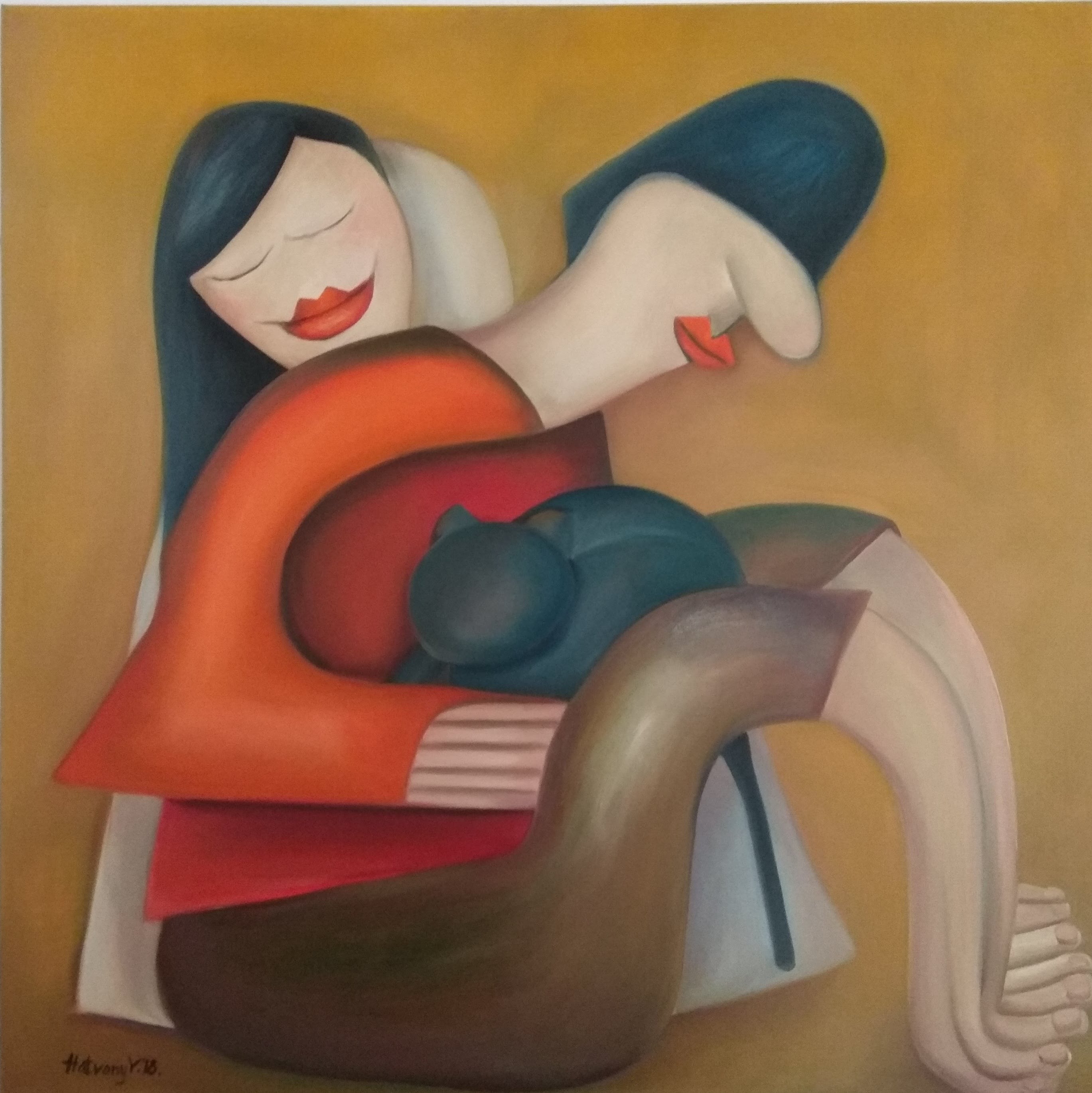 Csend - Silent - B.Gy - 2018. 70 cm #100 cm - oil on canvas