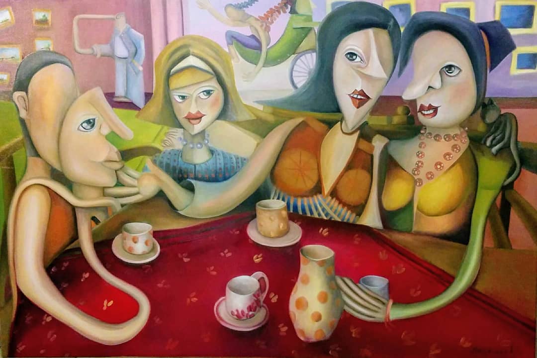 Gossip - Pletyka -130 cm x100 cm oil on canvas - olajfestmény vásznonGossip - Pletyka -130 cm x100 cm oil on canvas - olajfestmény vásznon