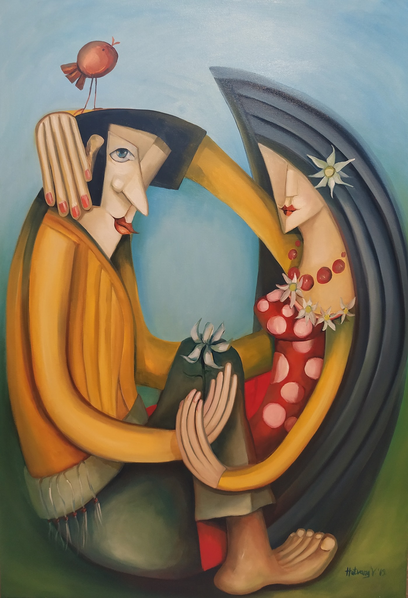 "Mámor fehér virága" - 70 x 100 cm olaj, vászon