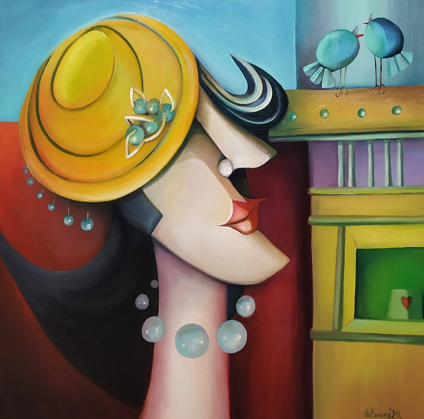 2020. Szegedi Tavasz - 70 cm x 70 cm olaj, vászon. /Eladva./ A kis piros szívet eldugva bár, de ez a művem is örökké őrizni fogja.